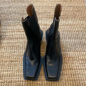 Zara Black Leather Heeled Boots